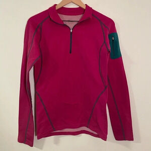 Stoic Nikwax Womens 1/4 Zip Pullover Top Size Medium Pink Waterproof Baselayer